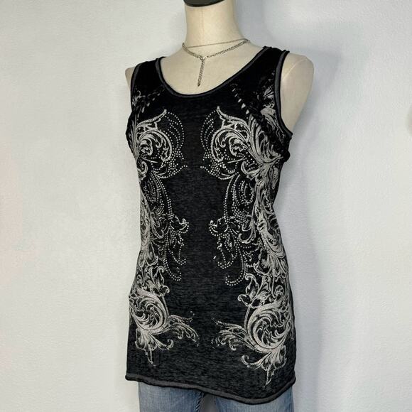 Rhinestone Cyber Y2K Semi Sheer Tank Top Size XS - Picture 4 of 7